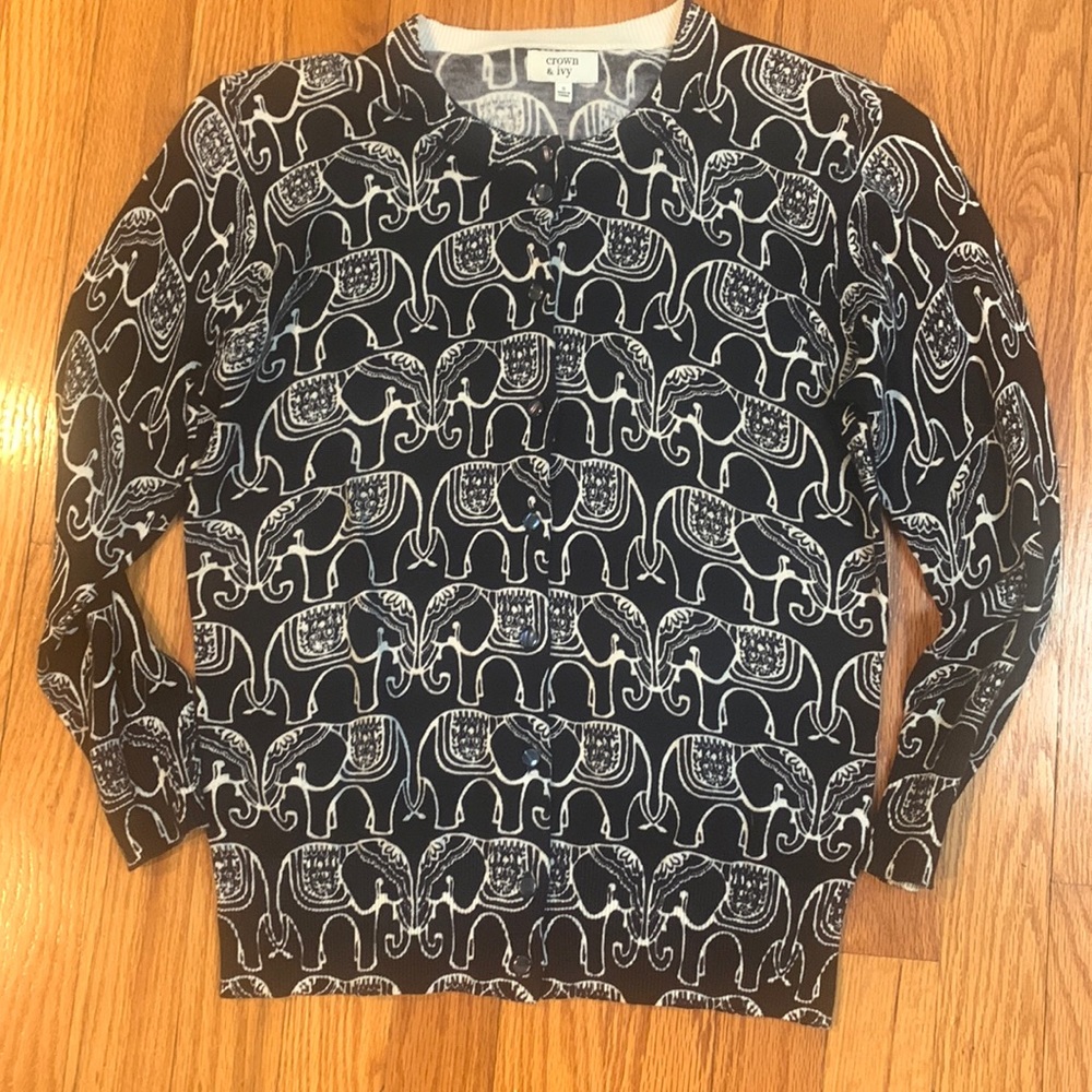 Crown & Ivy Elephant Cardigan